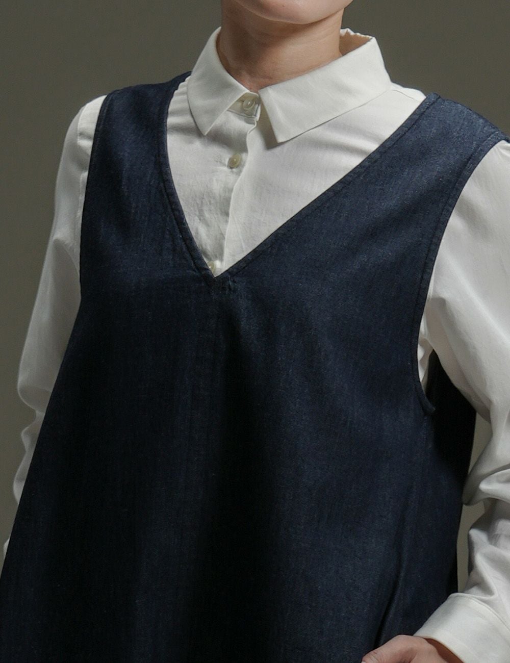 ムラ糸ライトデニムジャンパースカート小夏（こなつ） | 石見銀山 群言