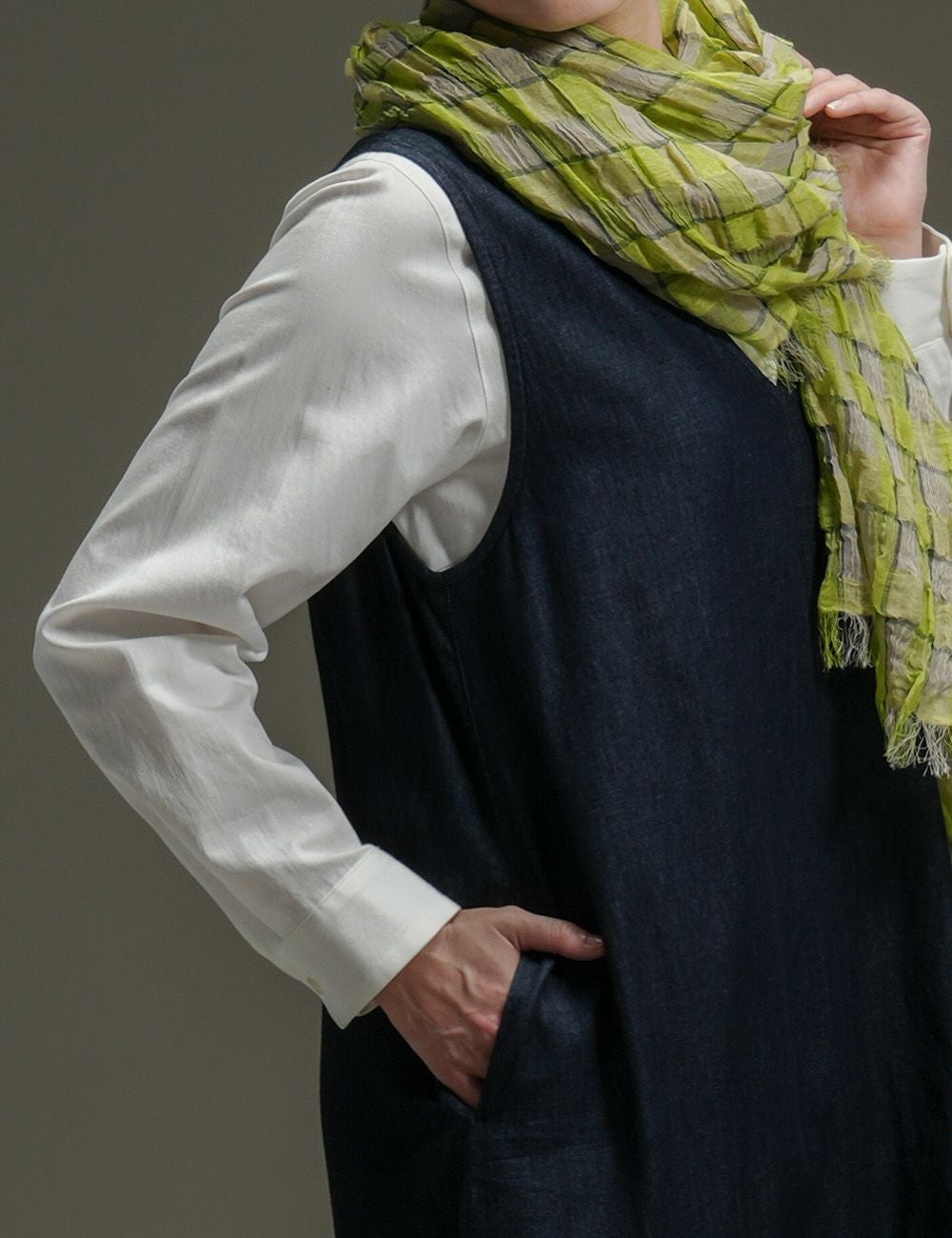 ムラ糸ライトデニムジャンパースカート小夏（こなつ） | 石見銀山 群言