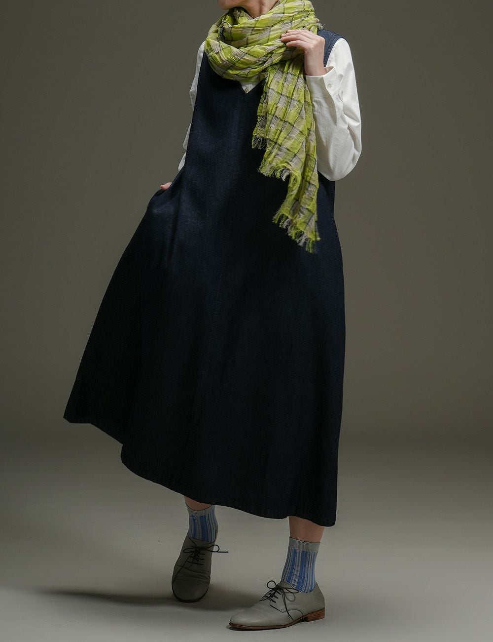 ムラ糸ライトデニムジャンパースカート小夏（こなつ） | 石見銀山 群言