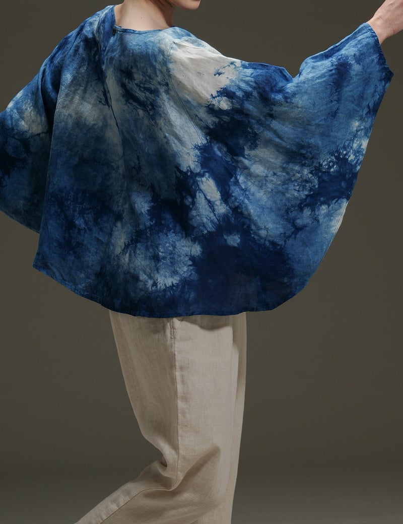 藍むら染プルオーバーお辞儀草（おじぎそう）