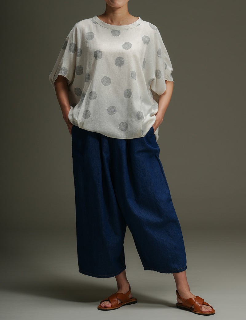 綿麻三綾デニムパンツ姫林檎（ひめりんご）