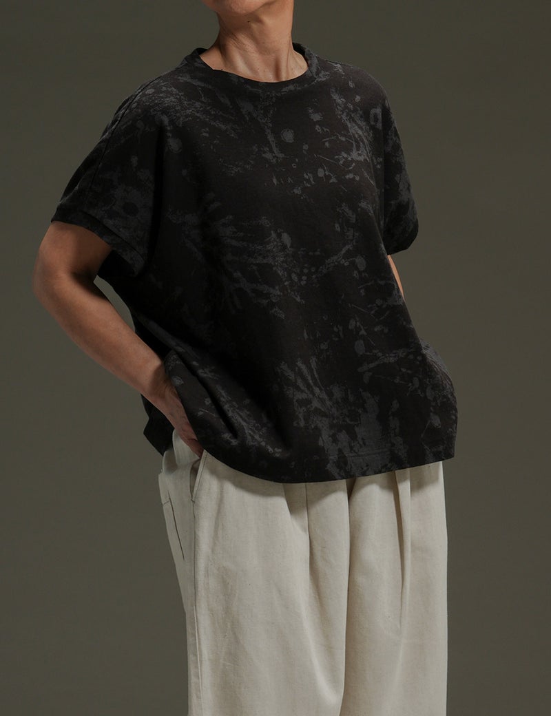 循環糸天竺里山プリント　プルオーバー苗代苺（なえしろいちご）